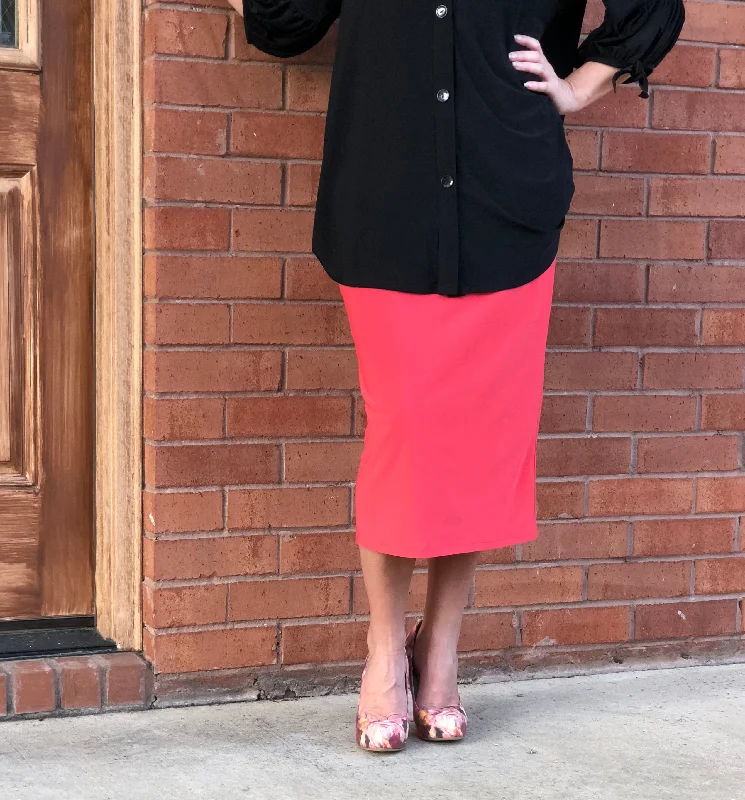 Pencil Skirt Coral Pink corduroy skirt durable