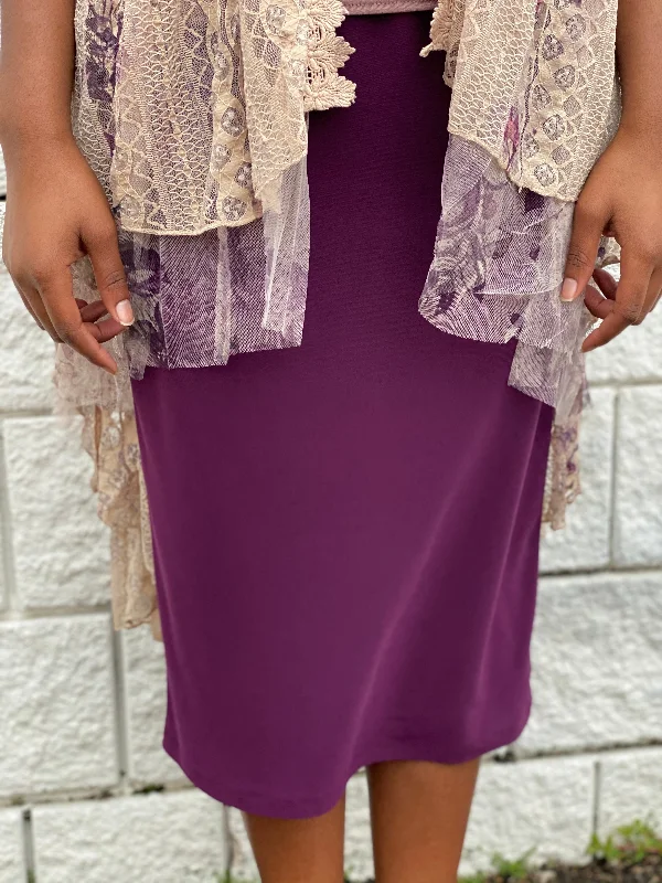 Pencil Skirt Plum lace skirt romantic