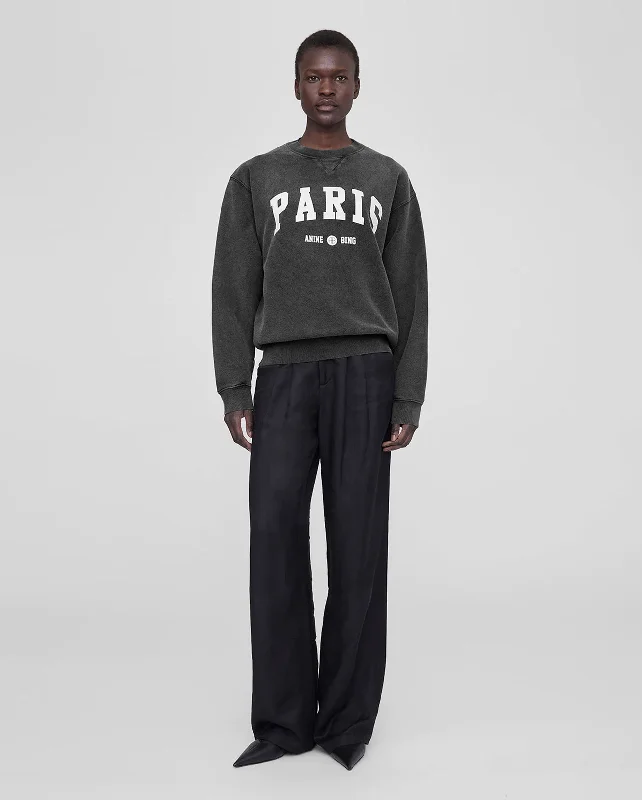 RAMONA SWEATSHIRT UNIVERSITY PARIS / WASHED BLACK Hoodie with Ribbed Neckline Snug Warm RAMONA SWEATSHIRT UNIVERSITY PARIS / WASHED BLACK Hoodie with Ribbed Neckline Snug Warm