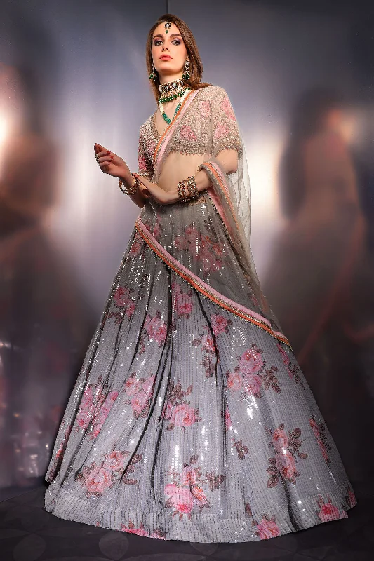 Stylish blouse with Printed sequins Skirt silk skirt lustrous