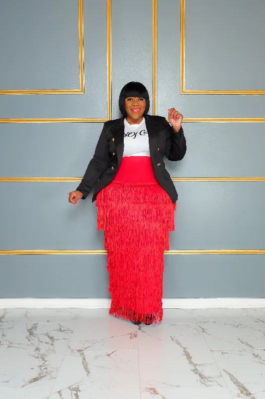 Red Razzle Tassel Skirt a-line skirt cut