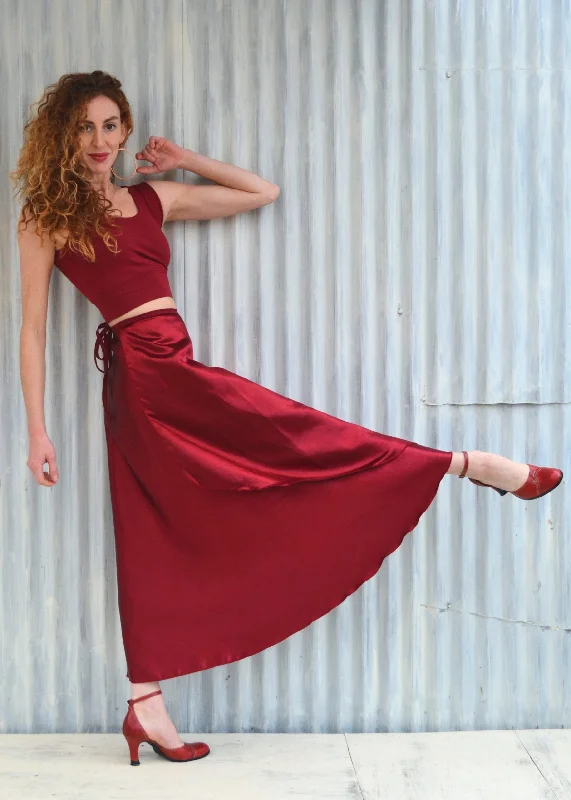 Red Velda Wrap Skirt belted skirt waist