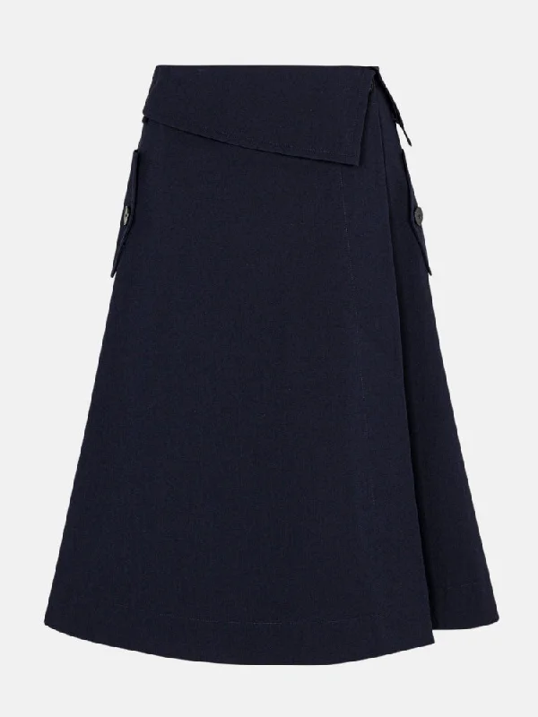 Refined Sateen Foldover Wrap Skirt linen skirt natural