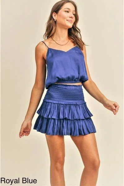 Reset By Jane Silky Smocked Skirt a-line skirt cut