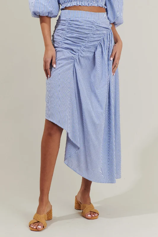 Sammy Striped Belen Ruched Midi Skirt chiffon skirt airy
