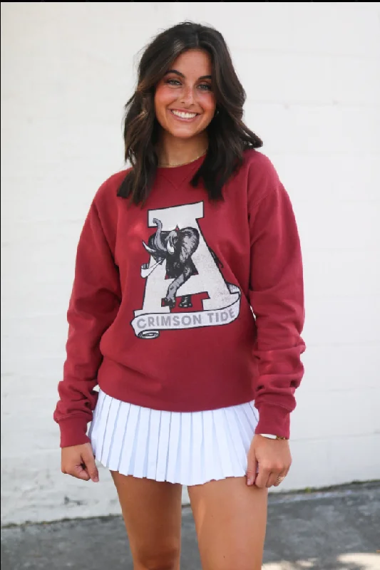 Scarlet Vintage Alabama A Sweatshirt Hoodie with Hem Ribbing Snug Secure