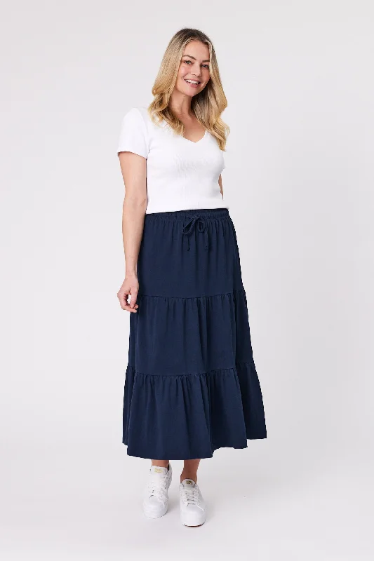 Shine On Essentials Midi Skirt Navy lace skirt delicate