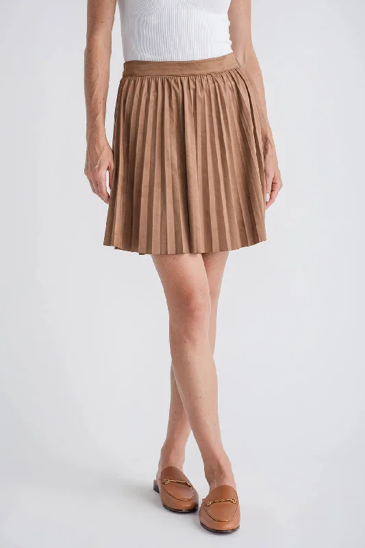 Skies Are Blue Faux Suede Pleated Skirt mini skirt trendy