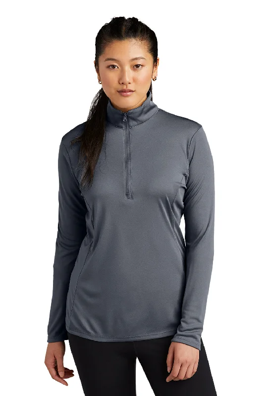Sport-Tek Womens Competitor Moisture Wicking 1/4 Zip Sweatshirt - Concrete Grey Hoodie with Typography Text Message Sport-Tek Womens Competitor Moisture Wicking 1/4 Zip Sweatshirt - Concrete Grey Hoodie with Typography Text Message