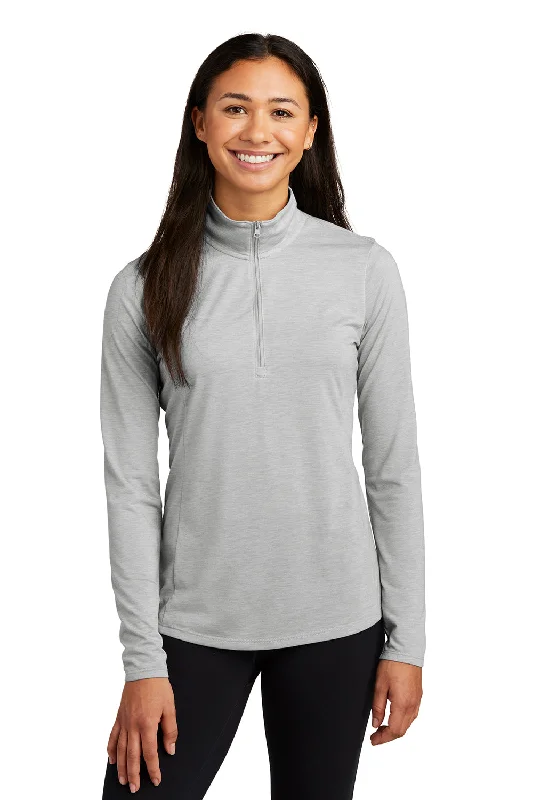 Sport-Tek Womens Moisture Wicking 1/4 Zip Sweatshirt - Heather Light Grey Hoodie with Half-Zip Sporty Casual Sport-Tek Womens Moisture Wicking 1/4 Zip Sweatshirt - Heather Light Grey Hoodie with Half-Zip Sporty Casual