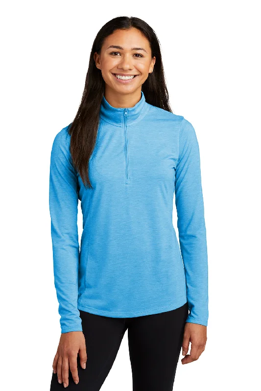 Sport-Tek Womens Moisture Wicking 1/4 Zip Sweatshirt - Heather Pond Blue Hoodie with Button Classic Timeless Sport-Tek Womens Moisture Wicking 1/4 Zip Sweatshirt - Heather Pond Blue Hoodie with Button Classic Timeless
