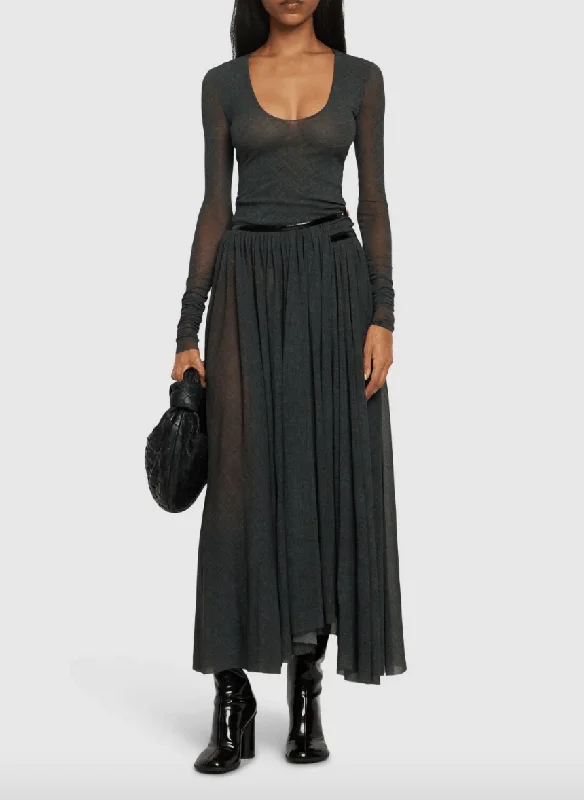 Stretch tulle long skirt denim skirt classic