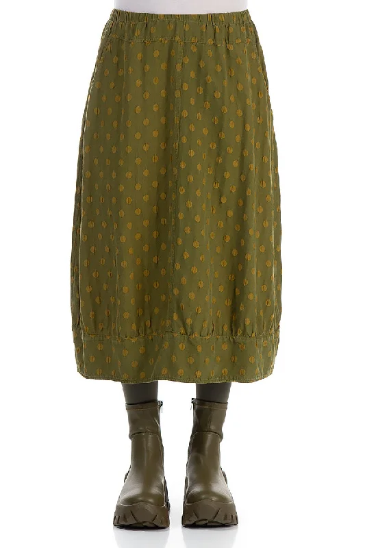 Taper Dotty Olive Silk Skirt denim skirt trendy