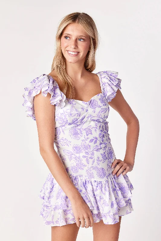Taylor Layered Skirt Garden Toile Violet vintage skirt charm