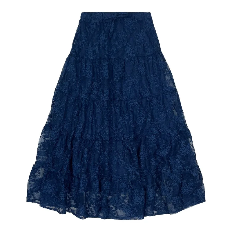 Teela Navy Mesh Skirt linen skirt airy