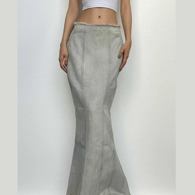 Tie dye raw hem zip-up slit midi skirt satin skirt smooth