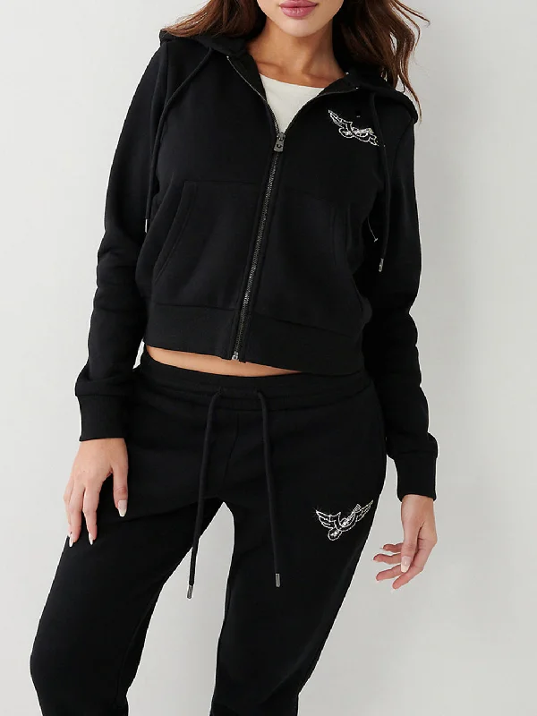 True Religion Women Printed Full Sleeves Hooded Sweatshirt Oversized Hoodie Comfort Casual True Religion Women Printed Full Sleeves Hooded Sweatshirt Oversized Hoodie Comfort Casual