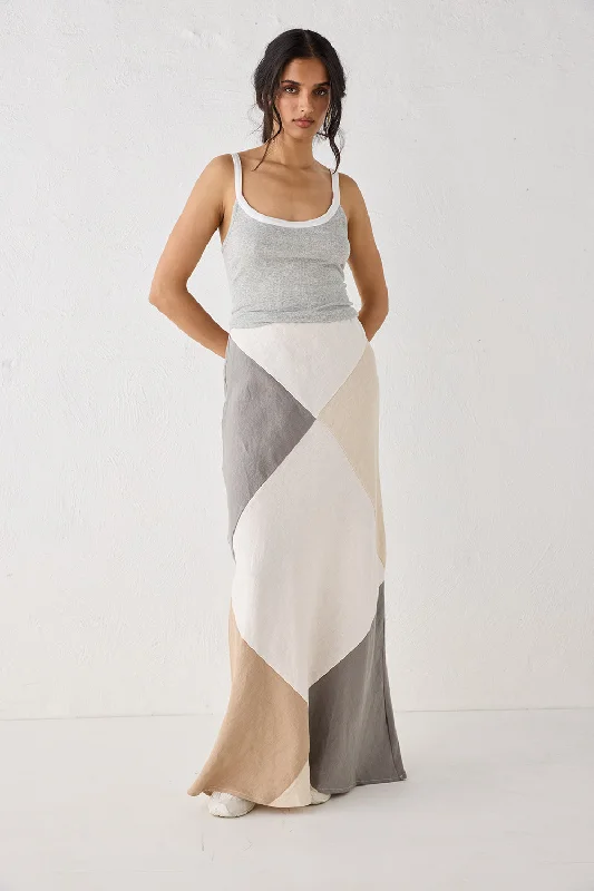Valencia Bias Cut Linen Maxi Skirt Charcoal mini skirt trendy