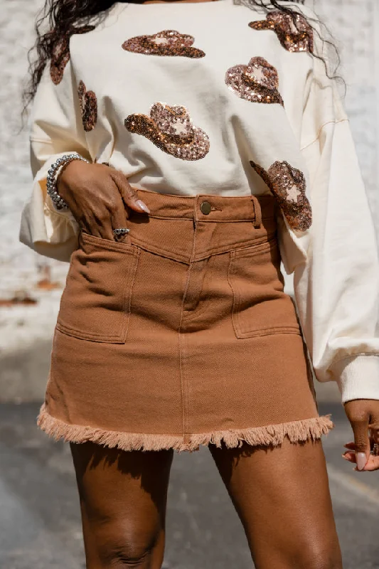 Wait And See Terracotta Cargo Skort wool skirt thick