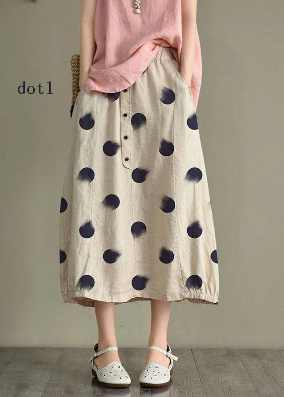 Women Beige-Jellyfish Linen Elastic Waist Button Skirt velvet skirt rich