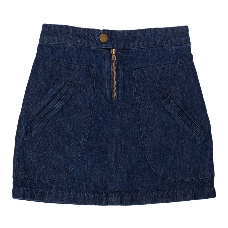 WYNKEN MID BLUE DENIM POCKET SKIRT wool skirt sturdy