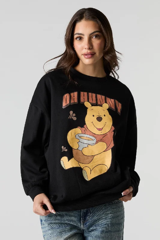 Winnie the Pooh Graphic Fleece Sweatshirt Hoodie with Thumb Holes Functional Cozy