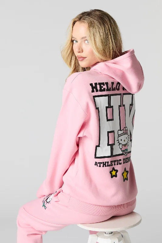Hello Kitty Champion Graphic Fleece Hoodie Hoodie with Color Block Contrast Stylish
