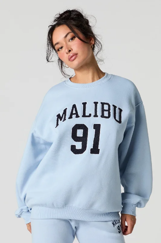 Destination Embroidered Fleece Sweatshirt Hoodie with Distressed Vintage Worn