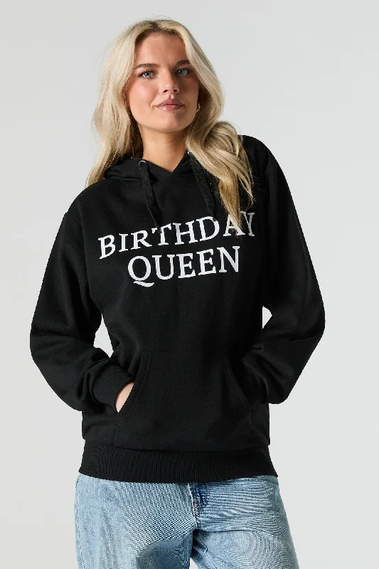 Birthday Queen Graphic Fleece Hoodie Oversized Hoodie Comfort Casual