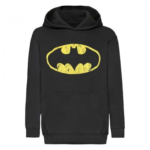 Batman Womens/Ladies Distressed Logo Hoodie Hoodie with Hem Patch Decorative Personalized Batman Womens/Ladies Distressed Logo Hoodie Hoodie with Hem Patch Decorative Personalized