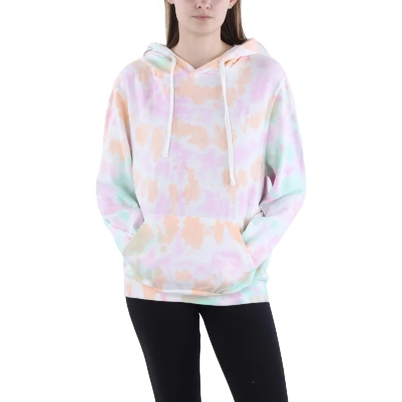 Womens Tie Dye Long Sleeve Hooded Sweatshirt Hoodie with Contrast Stitching Detailed Premium Womens Tie Dye Long Sleeve Hooded Sweatshirt Hoodie with Contrast Stitching Detailed Premium