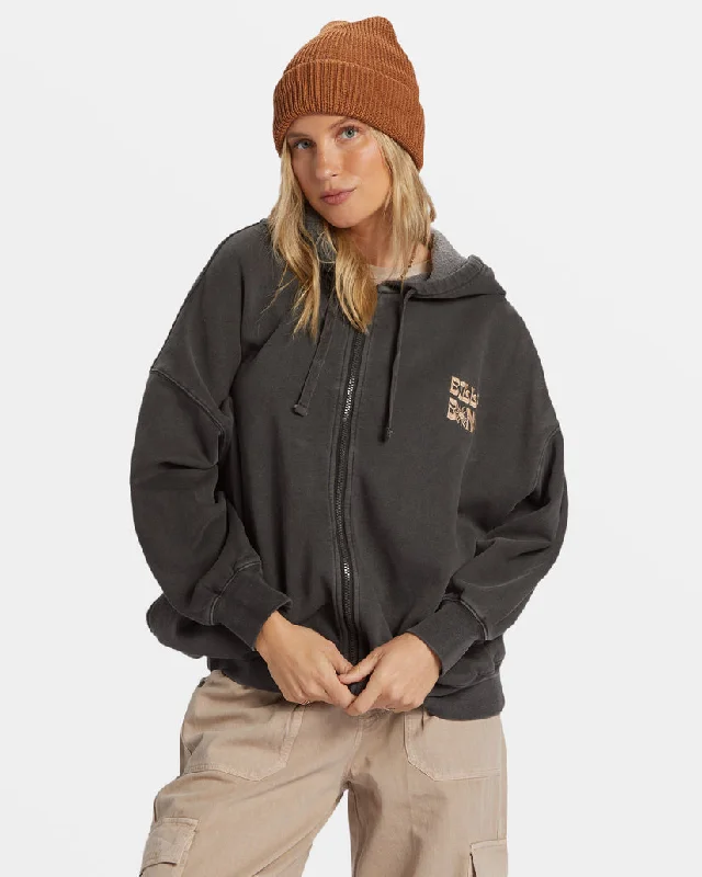 Billabong Riptide Zip Hoodie - BLACK SANDS Hoodie with Ribbed Neckline Snug Warm