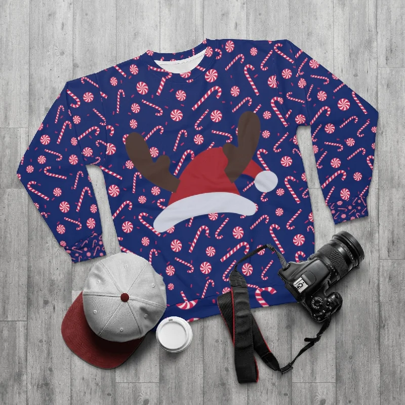 Dark Blue Red Candy Cane Christmas Holiday Crewneck Unisex Sweatshirt - Made in USA Hoodie with Gradient Ombre Colorful Dark Blue Red Candy Cane Christmas Holiday Crewneck Unisex Sweatshirt - Made in USA Hoodie with Gradient Ombre Colorful