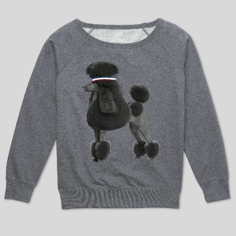 POODLE WOMEN'S SCOOP NECK SWEATSHIRT Hoodie with Sequins Glamorous Eye-catching