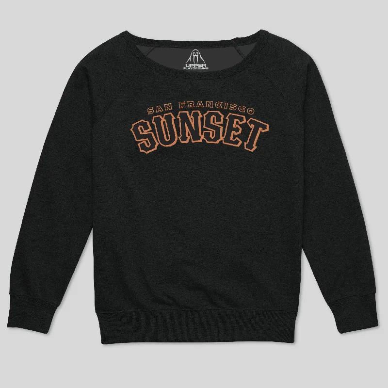 SUNSET DISTRICT WOMEN'S SCOOP NECK SWEATSHIRT Hoodie with Zipper Versatile Modern