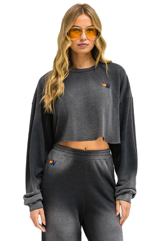 ESSENTIAL CROPPED CREW SWEATSHIRT RELAXED - FADED SMOKE Hoodie with Pastel Soft Subtle ESSENTIAL CROPPED CREW SWEATSHIRT RELAXED - FADED SMOKE Hoodie with Pastel Soft Subtle