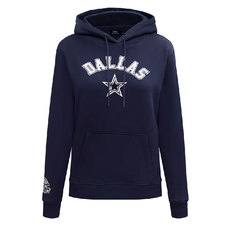 NFL DALLAS COWBOYS CLASSIC WOMEN'S PO HOODIE (MIDNIGHT NAVY) Hoodie with Hem Drawcord Adjustable Customizable