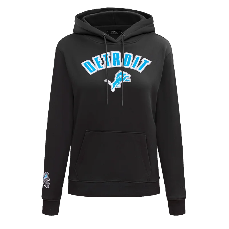NFL DETROIT LIONS CLASSIC WOMEN'S FLC PO HOODIE (BLACK) Hoodie with High-Low Hem Asymmetrical Trendy NFL DETROIT LIONS CLASSIC WOMEN'S FLC PO HOODIE (BLACK) Hoodie with High-Low Hem Asymmetrical Trendy