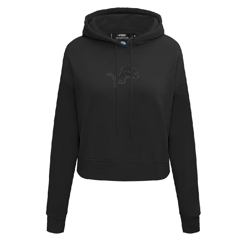 NFL DETROIT LIONS NEUTRAL WOMEN'S CROPPED PO HOODIE (BLACK) Hoodie with Emblem Brand Identity NFL DETROIT LIONS NEUTRAL WOMEN'S CROPPED PO HOODIE (BLACK) Hoodie with Emblem Brand Identity