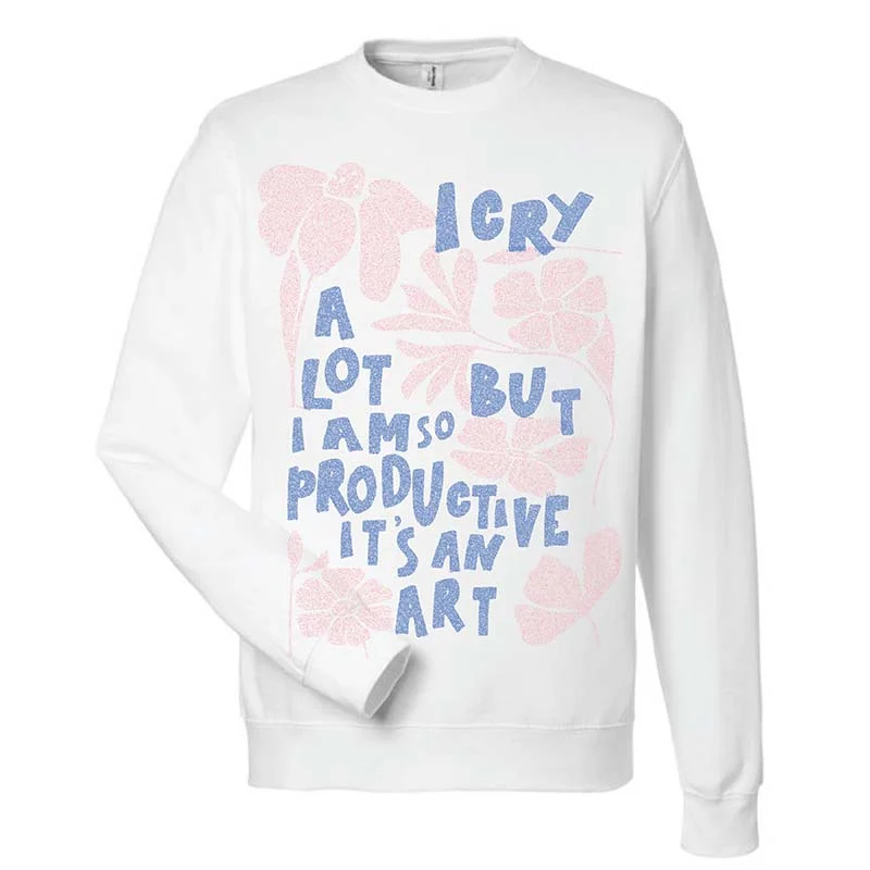 I Cry A Lot Crewneck Sweatshirt Hoodie with Lace Feminine Delicate