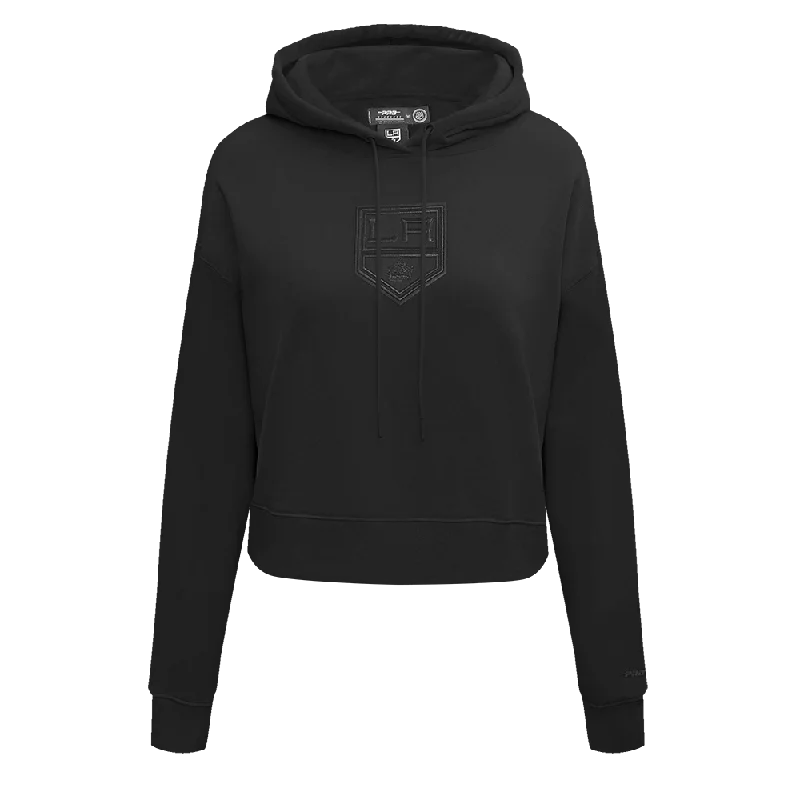 NHL LOS ANGELES KINGS NEUTRAL WOMEN'S CROPPED PO HOODIE (BLACK) Hoodie with Longline Fit Extended Stylish NHL LOS ANGELES KINGS NEUTRAL WOMEN'S CROPPED PO HOODIE (BLACK) Hoodie with Longline Fit Extended Stylish