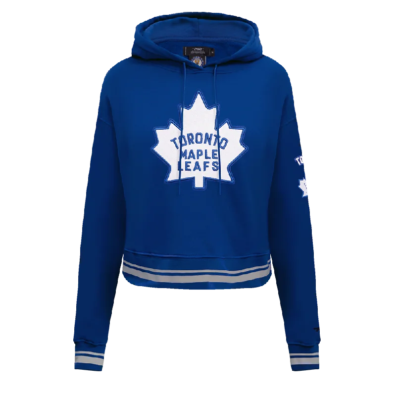 NHL TORONTO MAPLE LEAFS RETRO CLASSIC WOMEN'S RIB CROPPED PO HOODIE (DODGER BLUE) Hoodie with Drawstring Waist Adjustable Fitted NHL TORONTO MAPLE LEAFS RETRO CLASSIC WOMEN'S RIB CROPPED PO HOODIE (DODGER BLUE) Hoodie with Drawstring Waist Adjustable Fitted