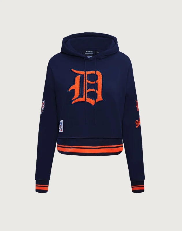 Pro Standard Detroit Tigers Retro Classic Rib Cropped Hoodie Hoodie with Tied Waist Feminine Flattering Pro Standard Detroit Tigers Retro Classic Rib Cropped Hoodie Hoodie with Tied Waist Feminine Flattering