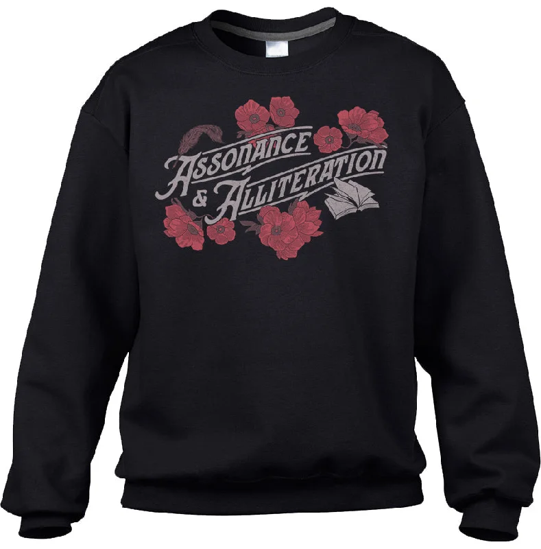 Unisex Assonance and Alliteration Sweatshirt Hoodie with Applique Textured Unique