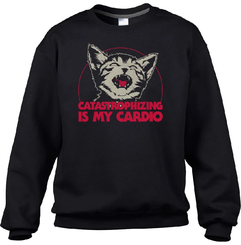 Unisex Catastrophizing Is My Cardio Cat Sweatshirt Graphic Hoodie Design Print