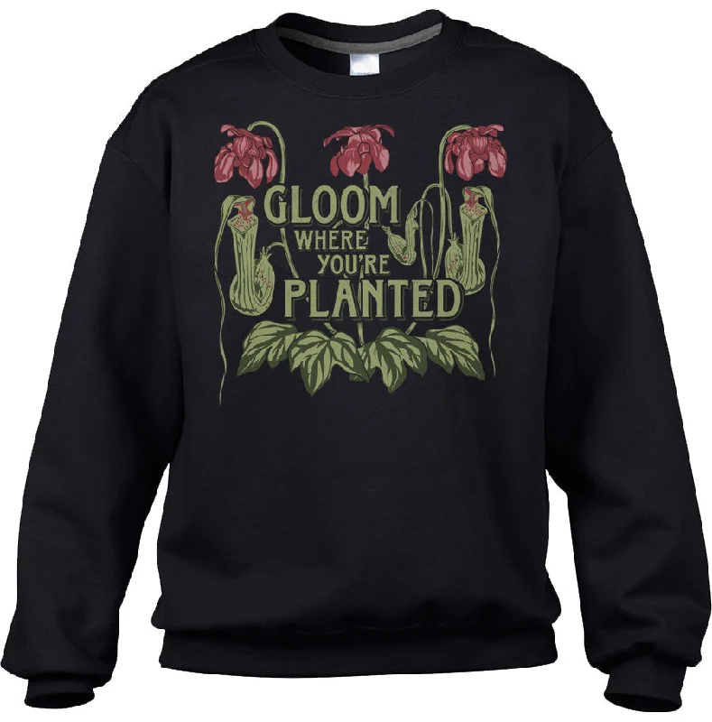 Unisex Gloom Where You're Planted Sweatshirt Hoodie with Slit Hem Functional Movement Unisex Gloom Where You're Planted Sweatshirt Hoodie with Slit Hem Functional Movement