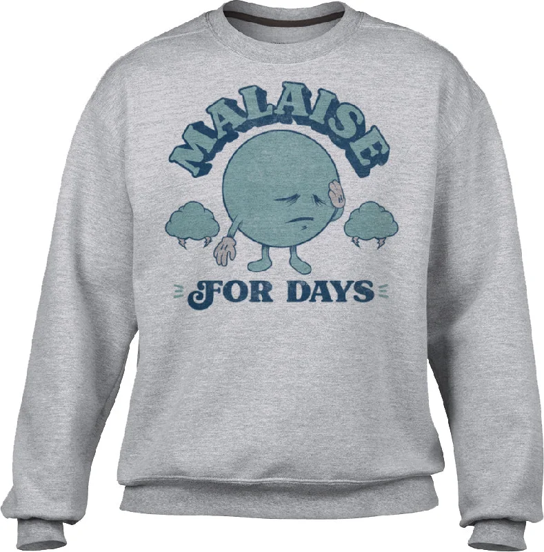 Unisex Malaise For Days Sweatshirt Hoodie with Button Placket Classic Preppy