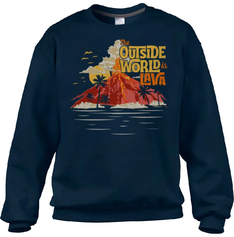 Unisex The Outside World is Lava Sweatshirt Hoodie with Lace Feminine Delicate