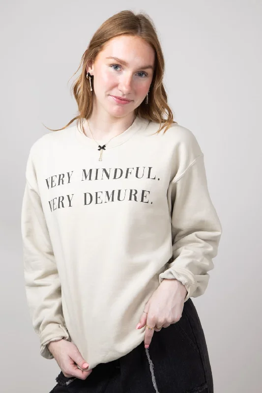 Very Mindful Very Demure Oversized Graphic Sweatshirt for Women in Sand | 32264X-OSS-SAND Hoodie with Strings Custom Fit Adjustable Very Mindful Very Demure Oversized Graphic Sweatshirt for Women in Sand | 32264X-OSS-SAND Hoodie with Strings Custom Fit Adjustable