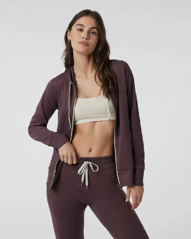 Vuori Halo Performance Hoodie 2.0 - ELDERBERRY HEATHER Hoodie with Applique Textured Unique Vuori Halo Performance Hoodie 2.0 - ELDERBERRY HEATHER Hoodie with Applique Textured Unique